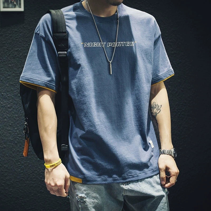 Men's Korean-Style Leak-Picking Fashion Short-Sleeved T-shirt