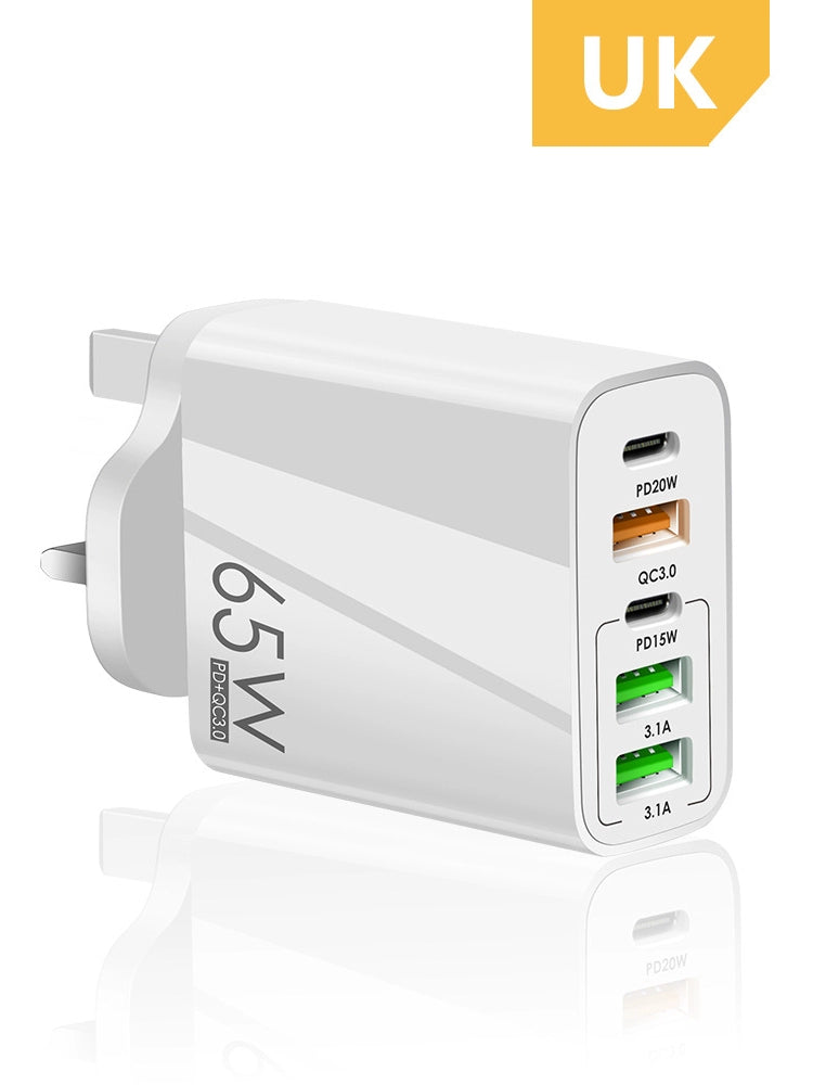 65W Charger Multi-Port British Standard Double Pd20w3usb Fast Charge for Iphone13/14 Apple 11/12type-c Mobile Phone Charging Plug Hong Kong Version British Standard Hong Kong Macao Taiwan Japan American Standard