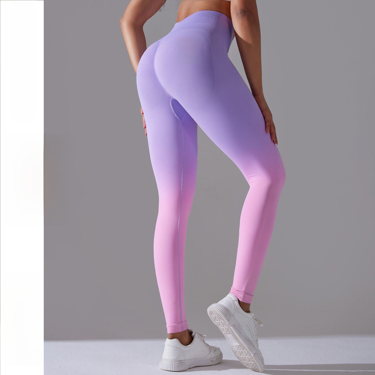 Amazon new seamless gradient yoga running fitness pants skinny hip raise sports pants quick-drying yoga pants