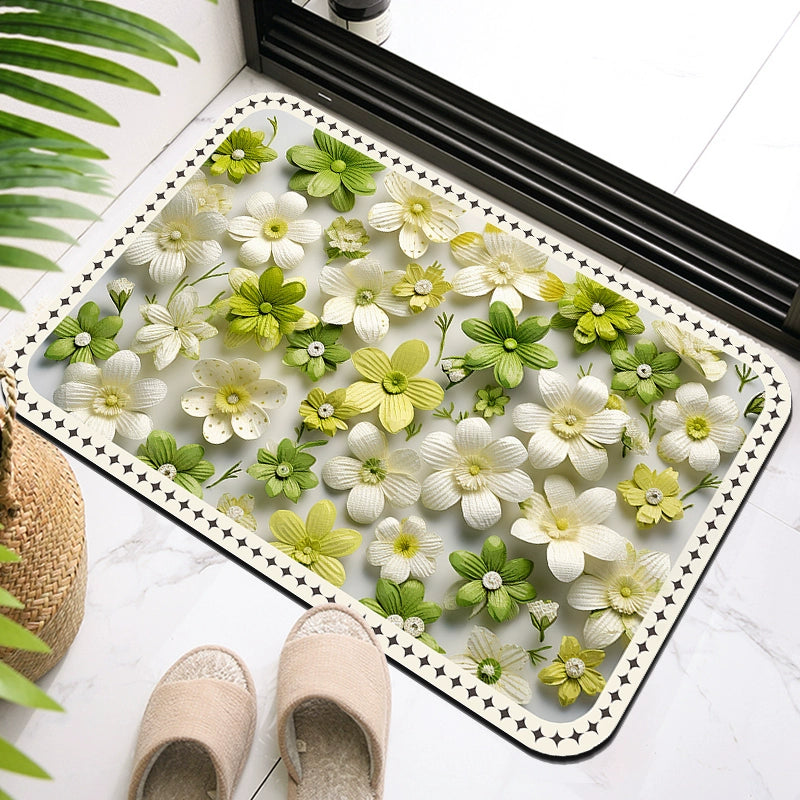 Fresh Little Daisy Bathroom Mats 3dstereo Household Non-Slip Mats Bathroom Diatom Ooze Quick-Drying Soft Absorbent Mat