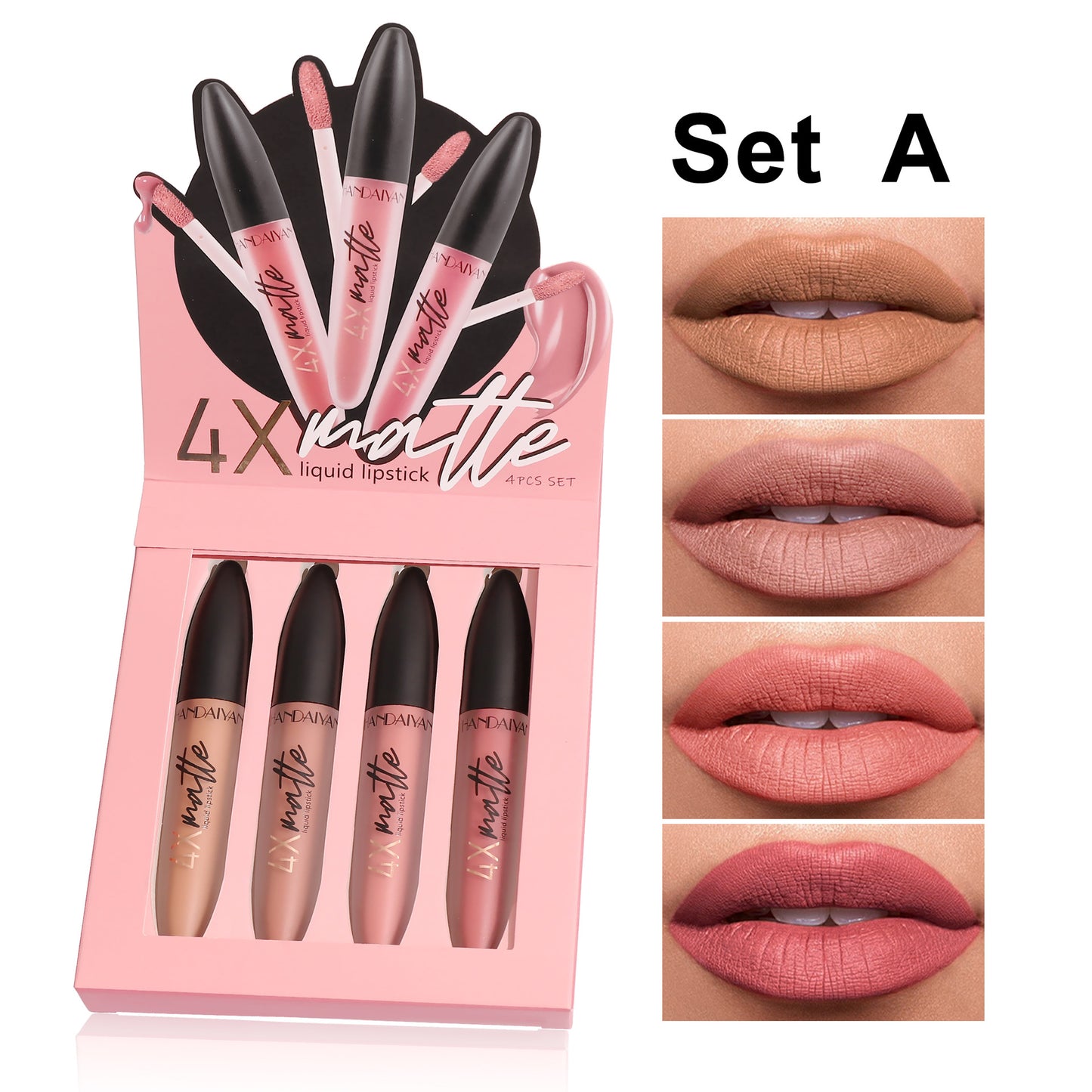 Han Daiyan handaiyan four times matte lip gloss suit matte lip gloss lasting no stain on Cup lipstick cross-border