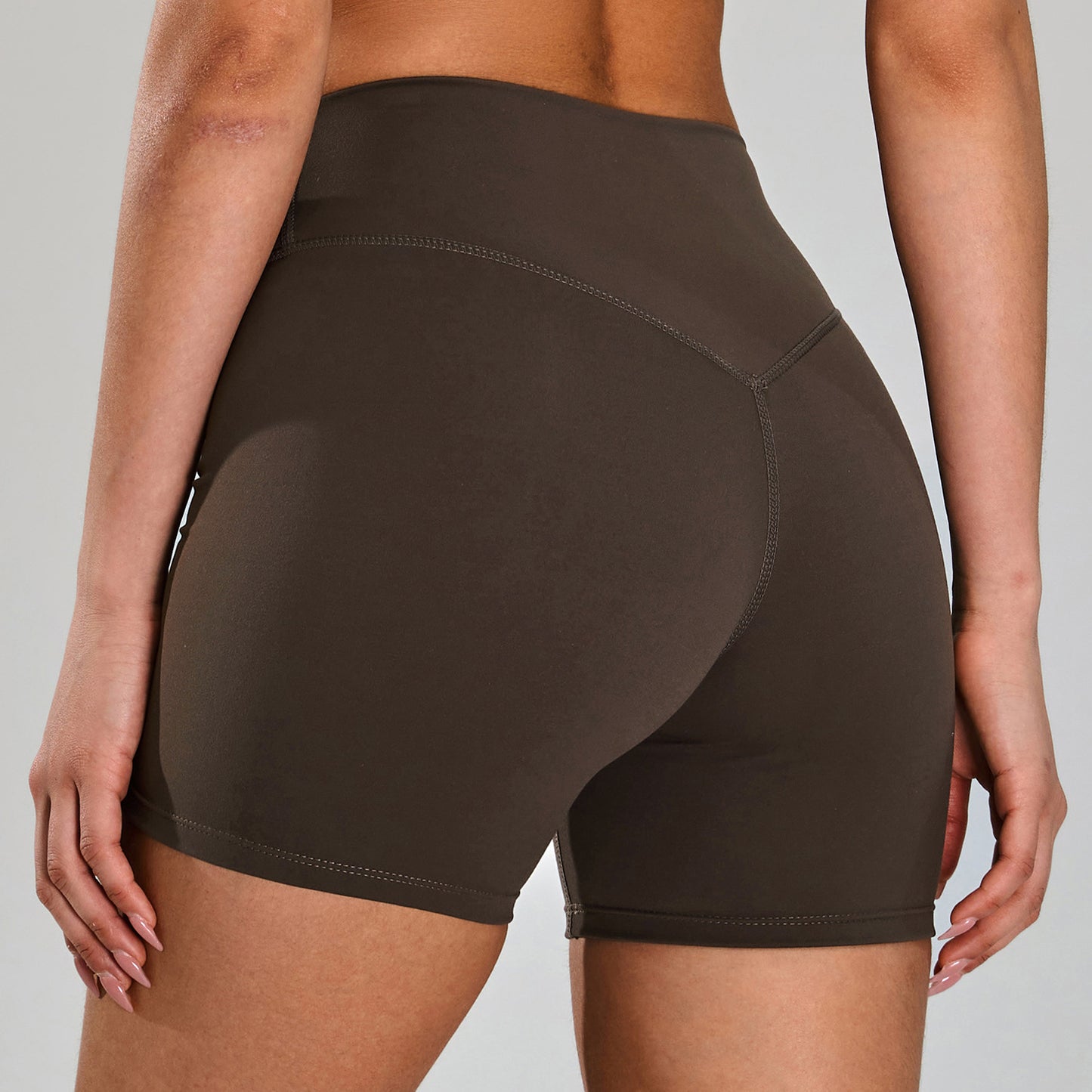 Cross-border nude feel quick-drying breathable yoga shorts women's high waist belly contracting fitness pants hip lifting running slim fit sports shorts