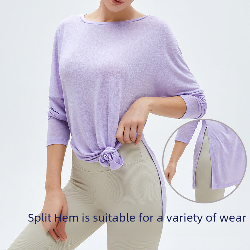 Cool sunscreen lightweight quick-drying yoga blouse T-shirt women's loose breathable workout top sports long sleeve yoga wear