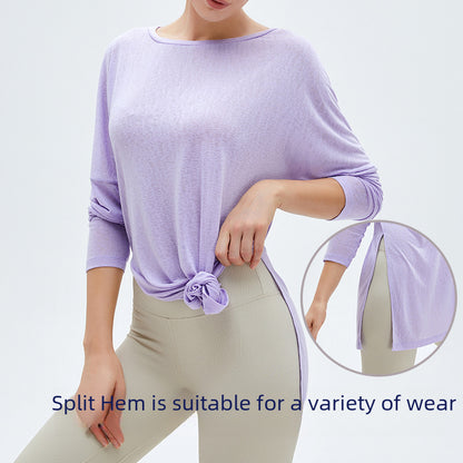 Cool sunscreen lightweight quick-drying yoga blouse T-shirt women's loose breathable workout top sports long sleeve yoga wear