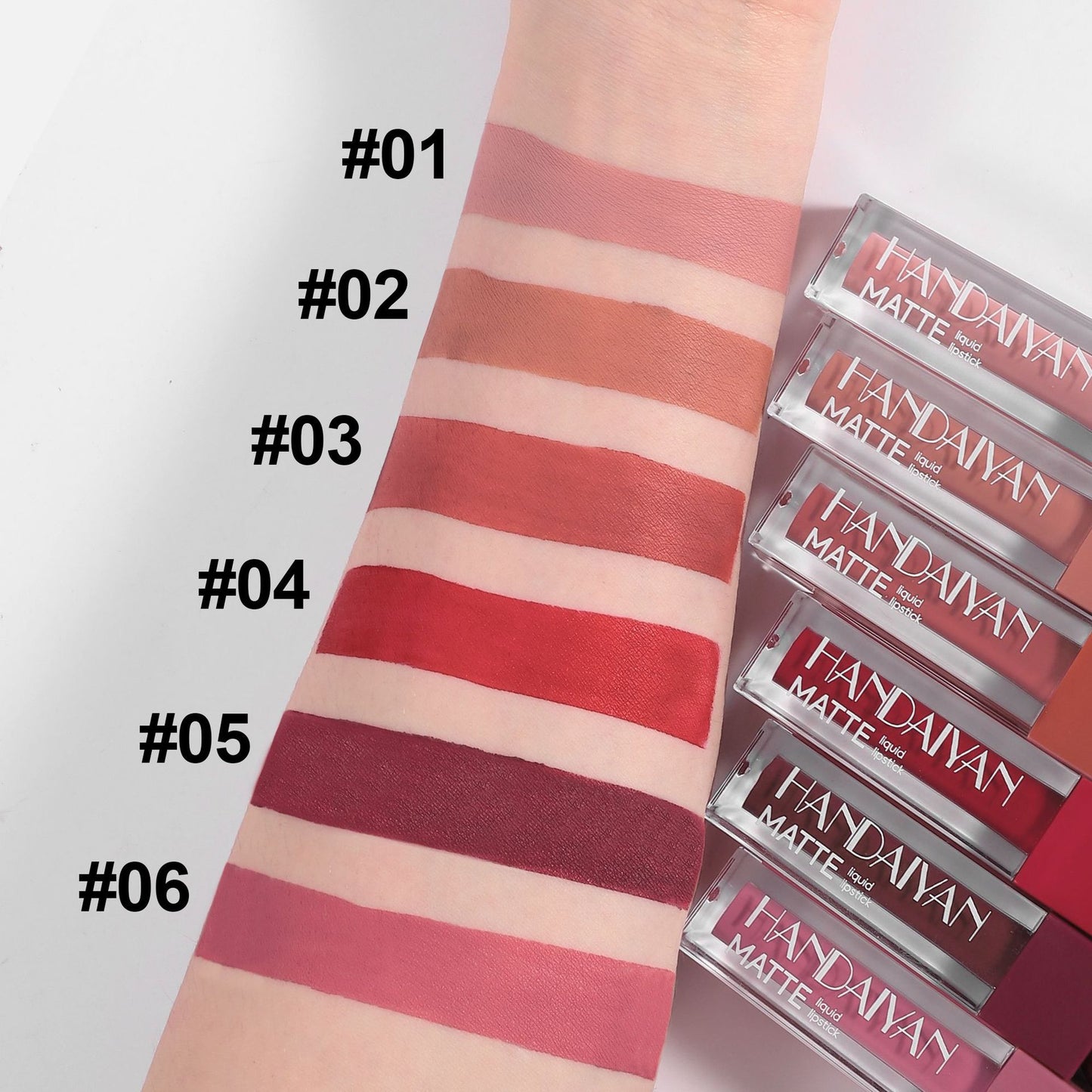 handaiyan cross-border matte lip gloss 6 pieces suit long lasting waterproof lipstick does not fade no stain on Cup Matte Lip Glaze