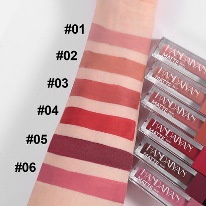 handaiyan cross-border matte lip gloss 6 pieces suit long lasting waterproof lipstick does not fade no stain on Cup Matte Lip Glaze