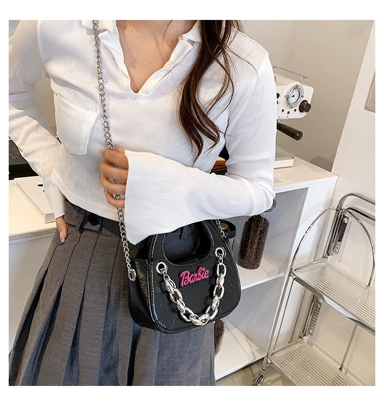 Bag for Women New New Autumn and Winter Satchel Chain Messenger Bag Fancy Texture Sweet Cool Sexy Small Black Square Bag