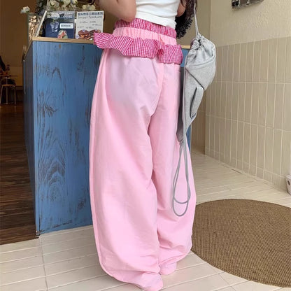 Hot girl hip hop stitching design sense machete casual pants women's summer New loose American retro all-matching long pants