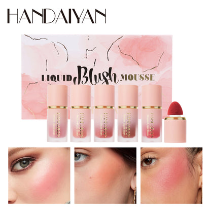 handaiyan cross-border blush stick suit 5 PCs shimmer matte liquid blush easy to color repair liquid blush