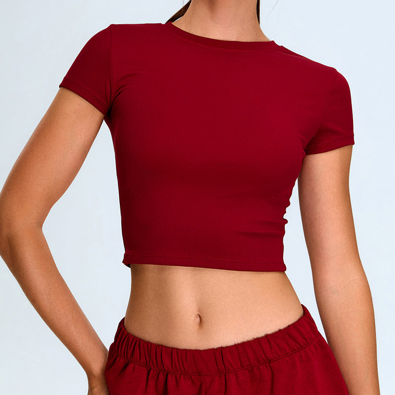 Cross-border new arrival yoga short sleeve women's skinny short yoga clothes casual quick-drying exercise T-shirt running fitness top