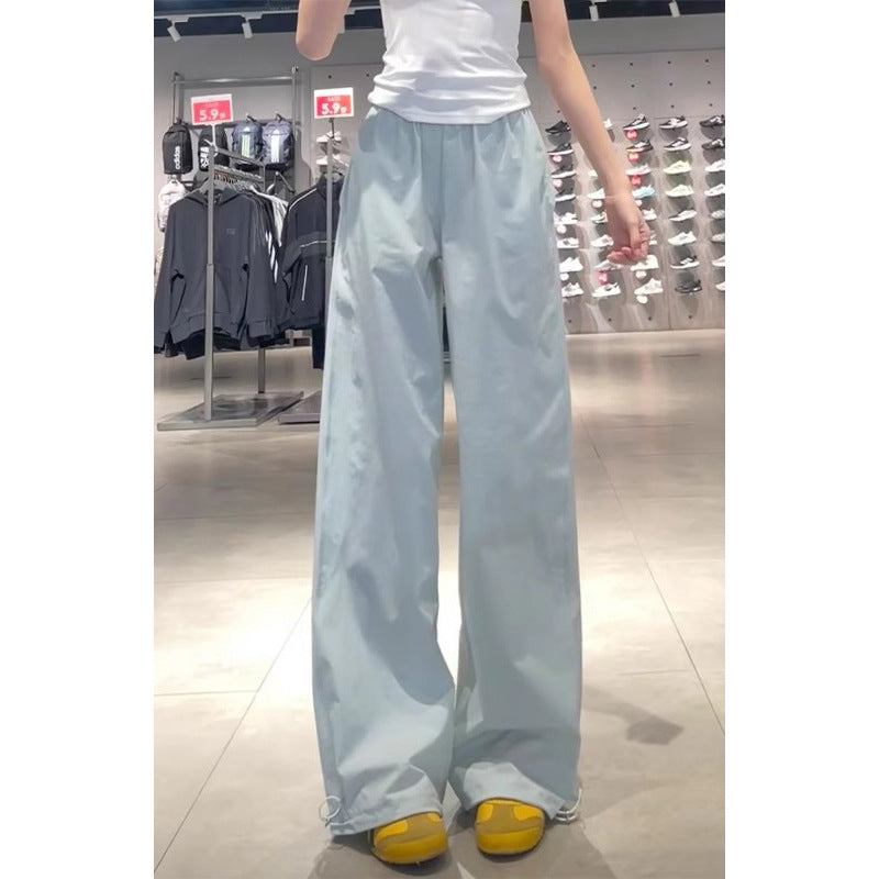 2025 summer new American quick-drying workwear casual pants women's high waist loose drooping outdoor mountaineering sports pants