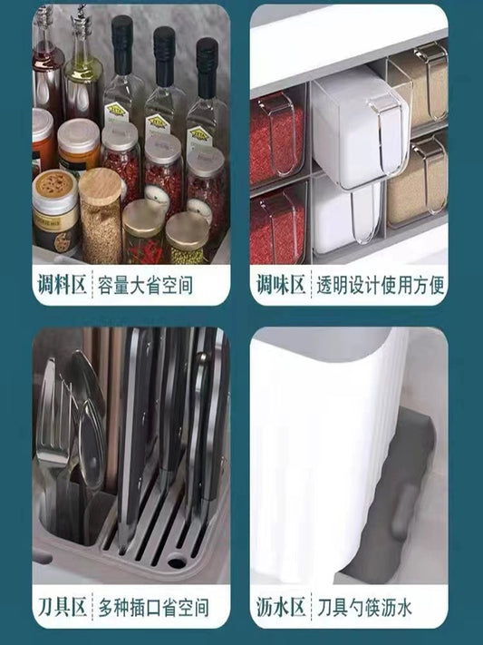 调料盒组合套装家用厨房用具一体式多格储物盐味精瓶罐多功能收纳架