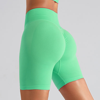 European and American new seamless high waist yoga shorts women's peach belly contracting and hip lifting pants tights running exercise workout pants