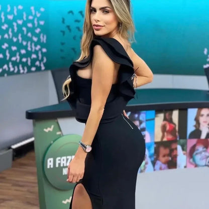 Hip skirt Europe and America cross border slim fit skinny bandage one-piece dress design Foreign trade ins women's winter dress