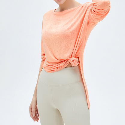 Cool sunscreen lightweight quick-drying yoga blouse T-shirt women's loose breathable workout top sports long sleeve yoga wear