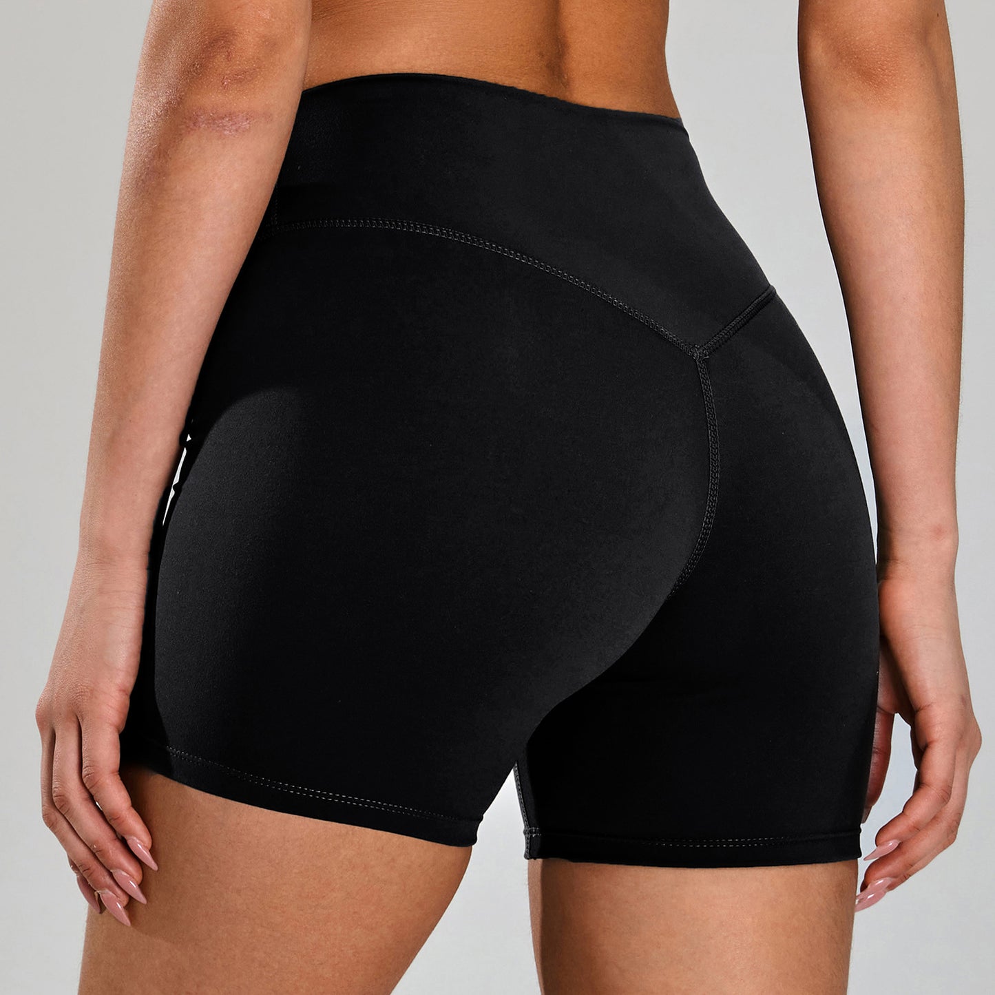 Cross-border nude feel quick-drying breathable yoga shorts women's high waist belly contracting fitness pants hip lifting running slim fit sports shorts