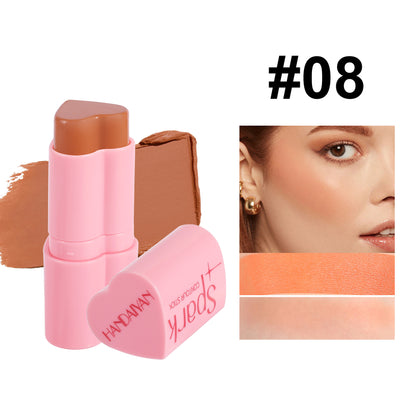 handaiyan cross-border blush stick love heart blusher highlight contour stick face brightening pearlescent thin and glittering blush