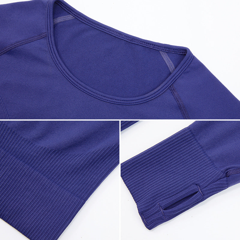 Cross-border new arrival seamless yoga clothes long sleeve women's quick-drying yoga jacket sports T-shirt skinny running workout clothes