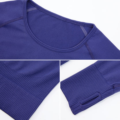 Cross-border new arrival seamless yoga clothes long sleeve women's quick-drying yoga jacket sports T-shirt skinny running workout clothes