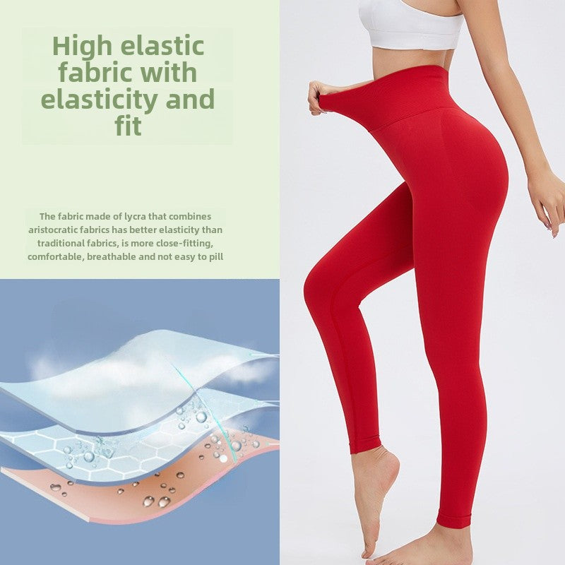 New cross-border Lycra fitness pants for women peach nude feel high waist hip lift skinny workout pants seamless yoga pants