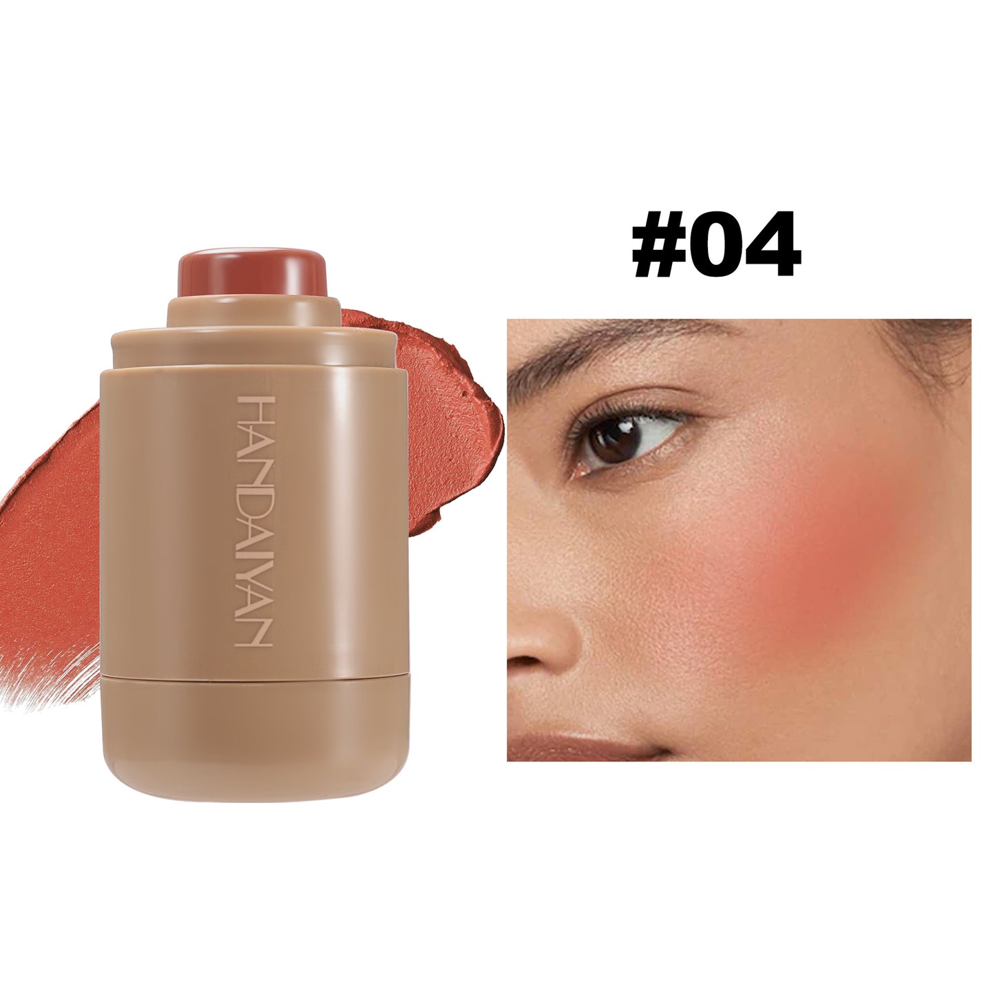 Exclusive for cross-border blush stick natural 6-color matte handaiyan portable lip and cheek dual-use Blush Blush Stick