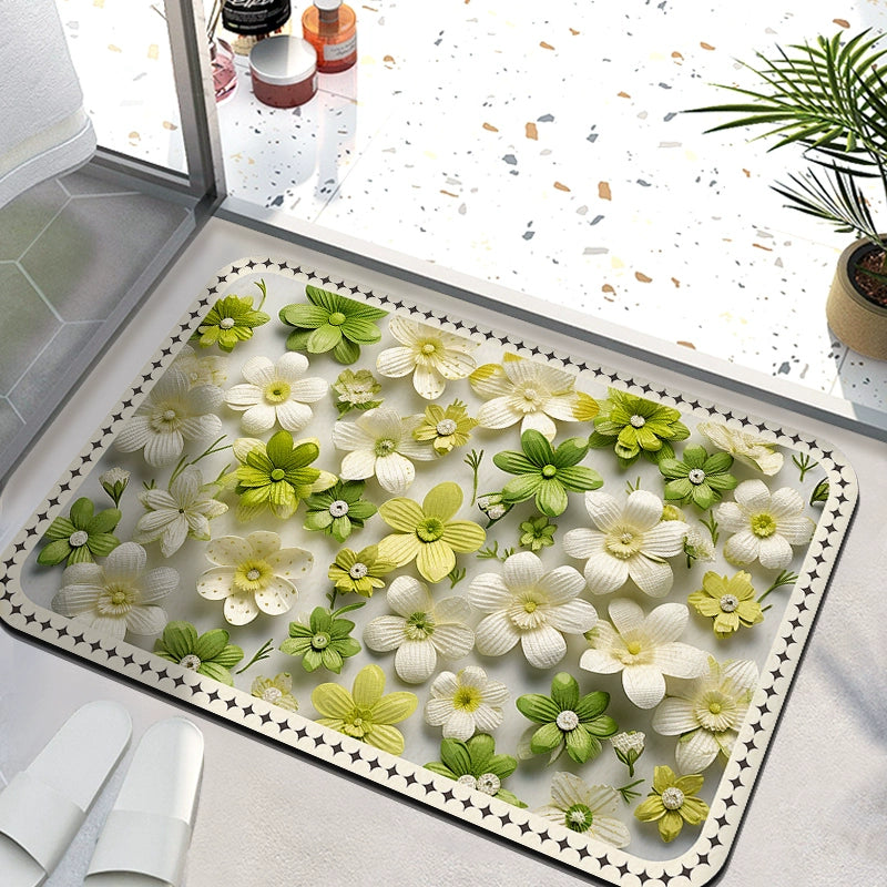 Fresh Little Daisy Bathroom Mats 3dstereo Household Non-Slip Mats Bathroom Diatom Ooze Quick-Drying Soft Absorbent Mat