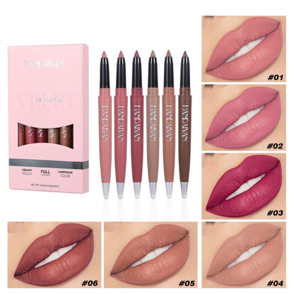 Cross-border Amazon six-color matte lip liner suit outline lip shape handaiyan lipstick pen long lasting waterproof
