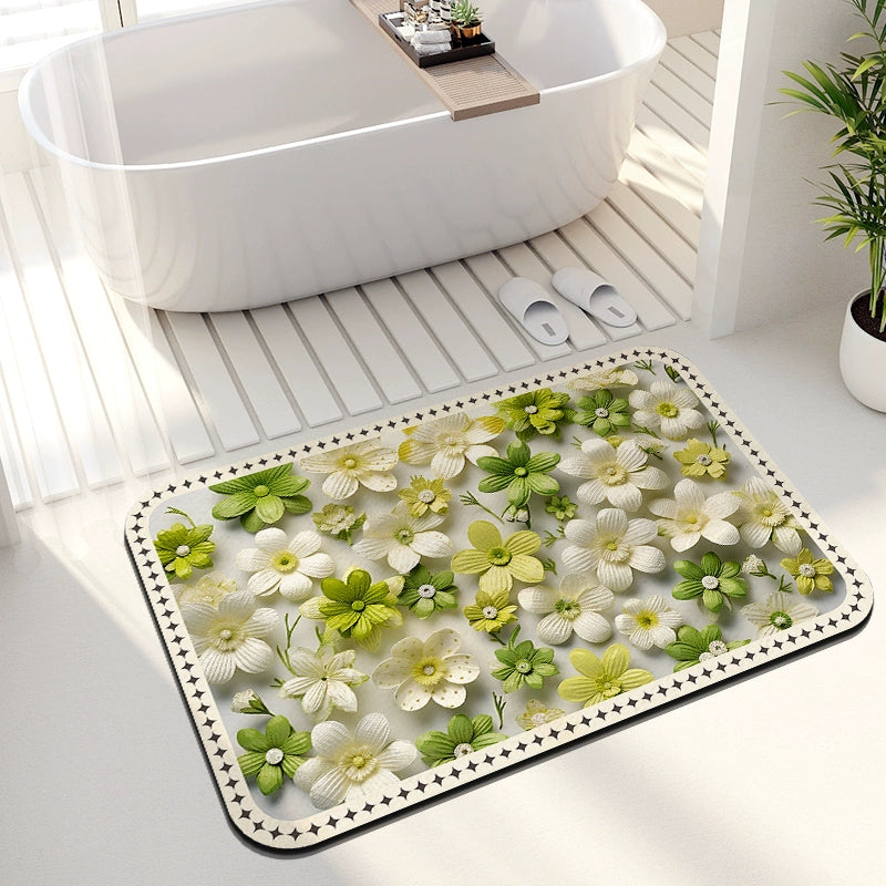 Fresh Little Daisy Bathroom Mats 3dstereo Household Non-Slip Mats Bathroom Diatom Ooze Quick-Drying Soft Absorbent Mat