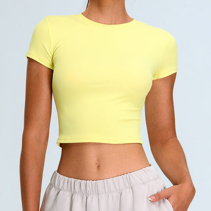 Cross-border new arrival yoga short sleeve women's skinny short yoga clothes casual quick-drying exercise T-shirt running fitness top