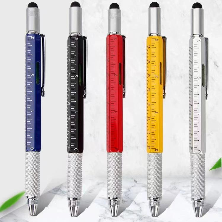 Multifunctional Brush Six-in-One Level a Scale Touchscreen Stylus Cross Word Double-Headed Screwdriver Ballpoint Pen