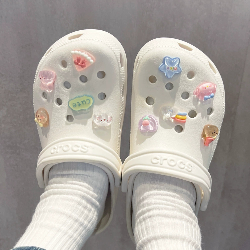 Rainbow Cartoon Bear Hole Shoes Accessories Crocs Shoe Ornament Cross Carluo Chi Decorative Buckle Accessories Shoe Buckle
