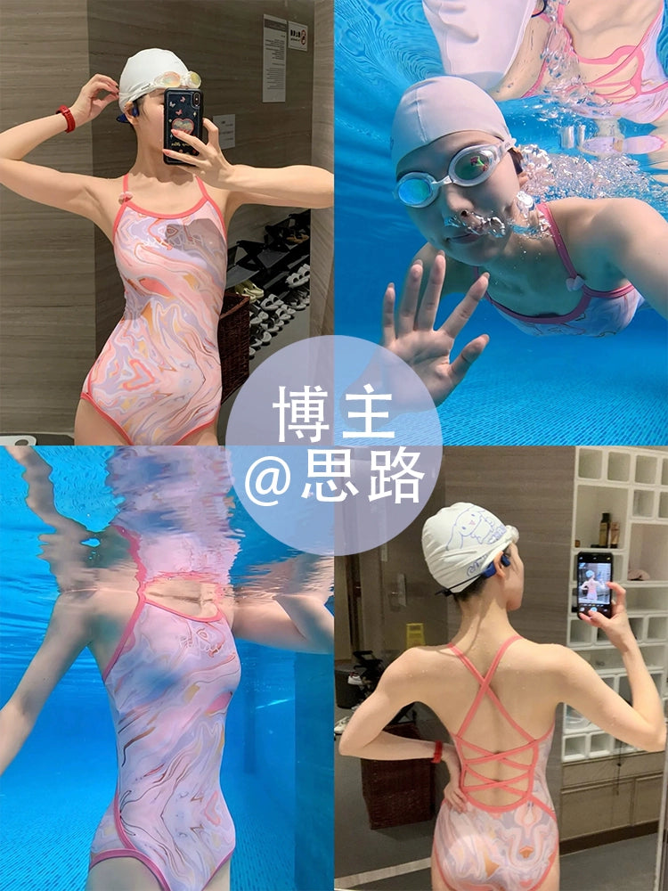 Pulassi Swimsuit Female Racing Professional Siamese Triangle Hot Spring Fall and Winter Fancy 2023 New Swimwear