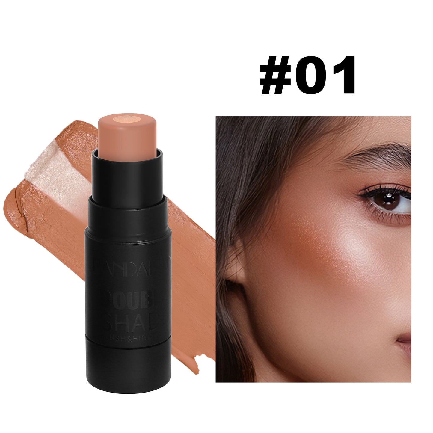 Han Daiyan HANDAIYAN cross-border makeup brightening and flattering solid sandwich blusher contour stick Rouge