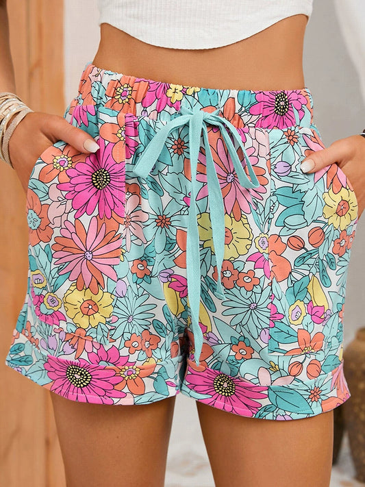 2024 Summer New Arrival Low Waist Thin Casual Shorts Female Fashion Plant Florals Print Stylish Female Shorts