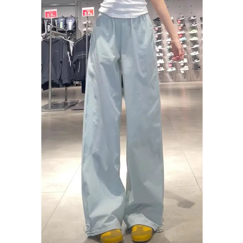 Design quick-drying sports casual pants women's summer 2025 new high waist loose and slimming American workwear long pants