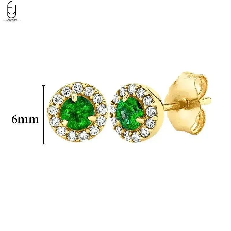 925 Sterling Silver Needle Green Zircon Gold Earrings Heart Hoop Earrings for Women Delicate Stud Earrings Luxury Jewelry Gifts