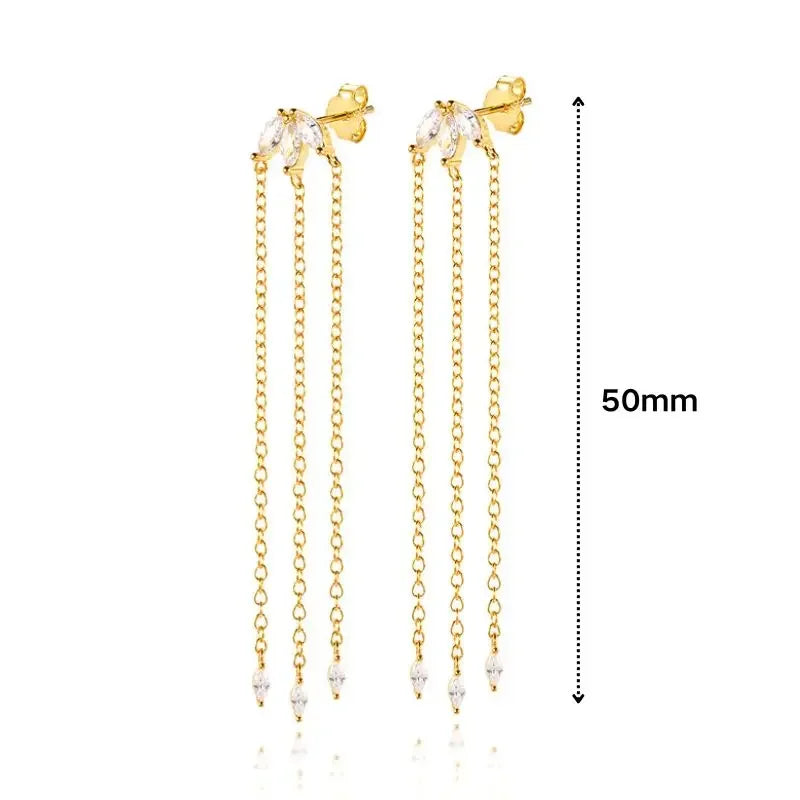 Women's 925 Sterling Silver Ear Needle Crystal Zircon Water Droplets Stud Hoop Gold Huggie Earrings Premium Luxury Party Jewelry