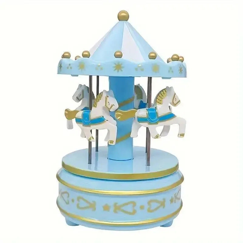 1pc Luxury Carousel Music Box 4 Horses Rotate Rotation Romantic Luxury Carousel Toys Handwork Music Box Gifts