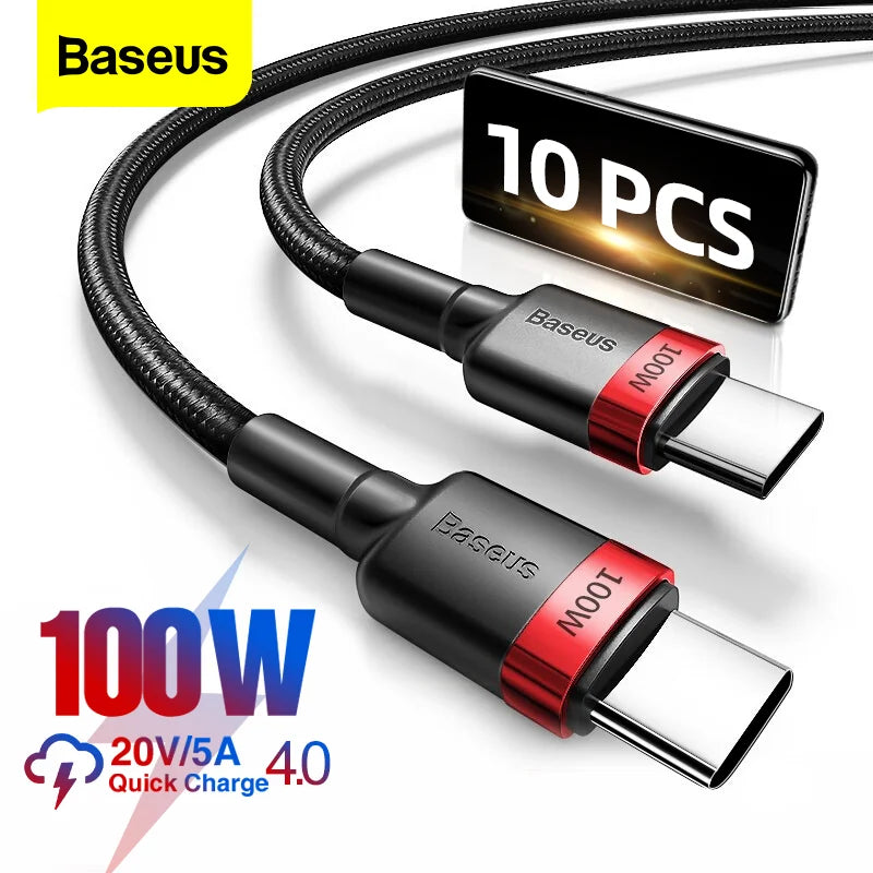 Baseus-USB C to USBC Cable, PD Fast Charging Cable, MacBook, Samsung, Xiaomi Phone, 2M Quick Charge, 3.0 A, Type C, 100W