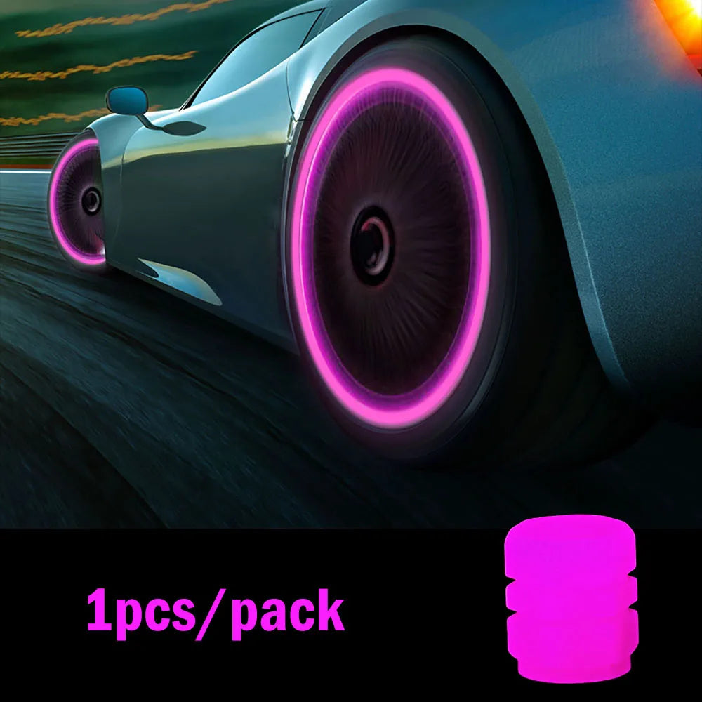 Luminous Car Tire Valve Cap Fluorescent Night Glowing Decor Motorcycle Bike Wheel Nozzle Dustproof Tyre Valve Stem Caps