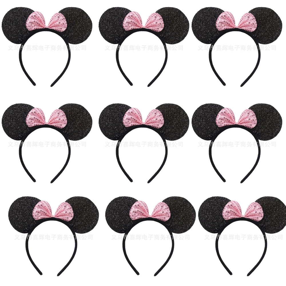 12PCS WholesaleWomen Girl Mouse Ears Headbands Hair Hoop Party Cosplay Bows Hairband Headwear Fashion Hair Accessories