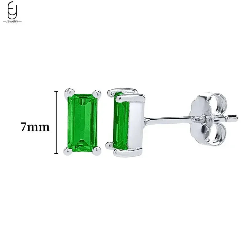 925 Sterling Silver Needle Green Zircon Gold Earrings Heart Hoop Earrings for Women Delicate Stud Earrings Luxury Jewelry Gifts