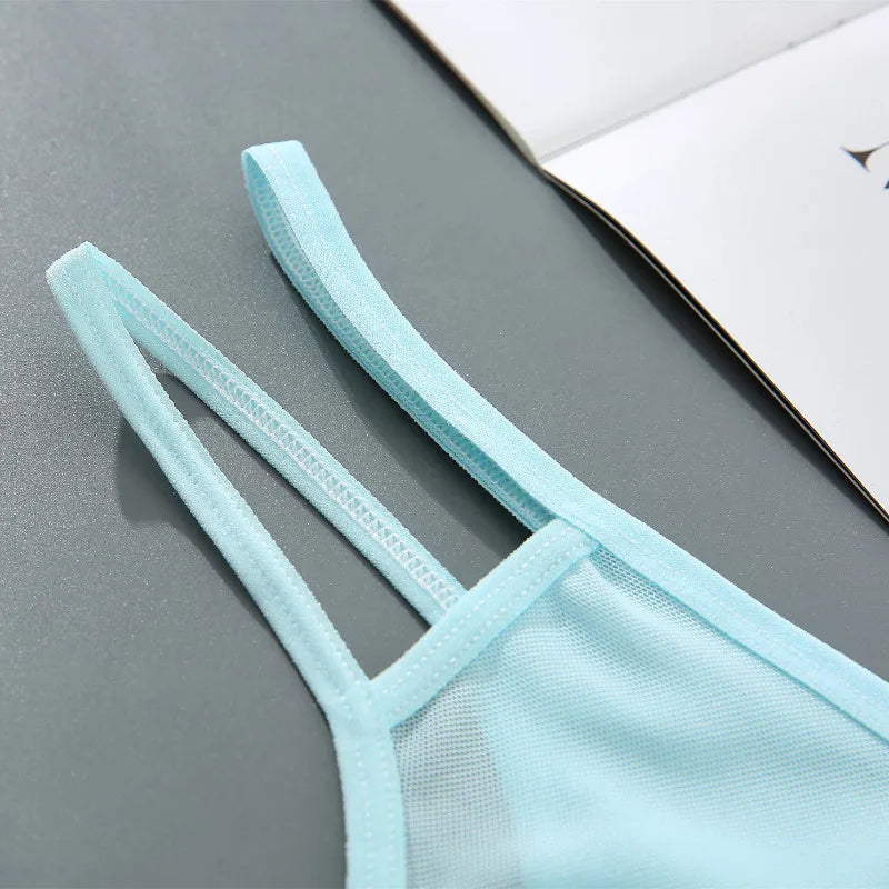 Classic Fashion Thong Bright Solid Color Sexy Women Underwear Low Waisted Breathable Cool Tangas Transparent Slim Fit Lingerie