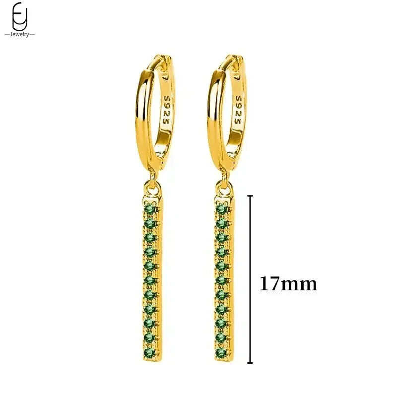 925 Sterling Silver Needle Green Zircon Gold Earrings Heart Hoop Earrings for Women Delicate Stud Earrings Luxury Jewelry Gifts