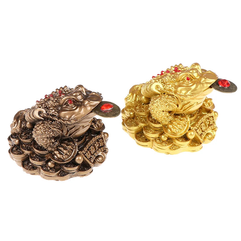 Feng Shui Toad Money LUCKY Fortune Wealth Chinese Golden Frog Toad Coin Tabletop Ornaments Lucky Gifts Car Ornament