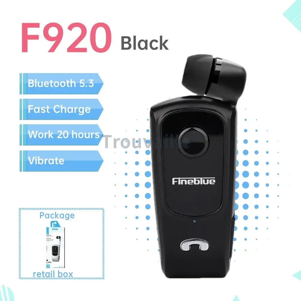 Fineblue F920 Wireless Bluetooth Headset Heaphones in Lotus Earphone with Clip Handsfree Retractable Earphones F520 F580 K55 K65