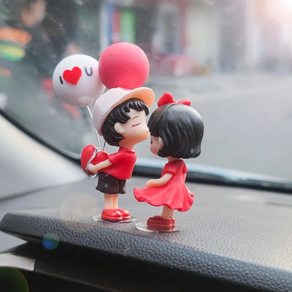 Couple Cute Ornaments for Car, Car Decoration Cute Cartoon Couples Action, Cartoon Car Dashboard Decorations, Cute Lovely Kiss C