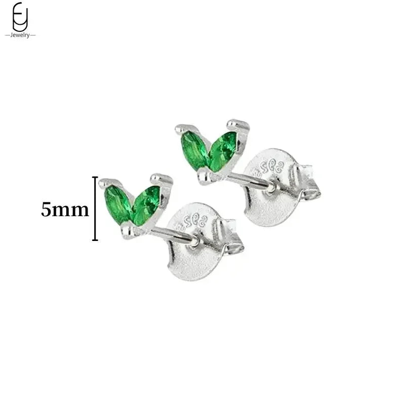 925 Sterling Silver Needle Green Zircon Gold Earrings Heart Hoop Earrings for Women Delicate Stud Earrings Luxury Jewelry Gifts