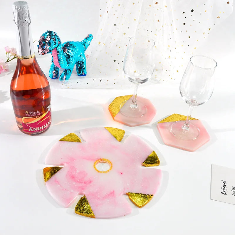 Flower Tea Cup Pad Molds Set DIY Handmade Crystal Big Flower Plate Clay Epoxy uv Resin Mold Silicone Craft Mold Art Home Decorat