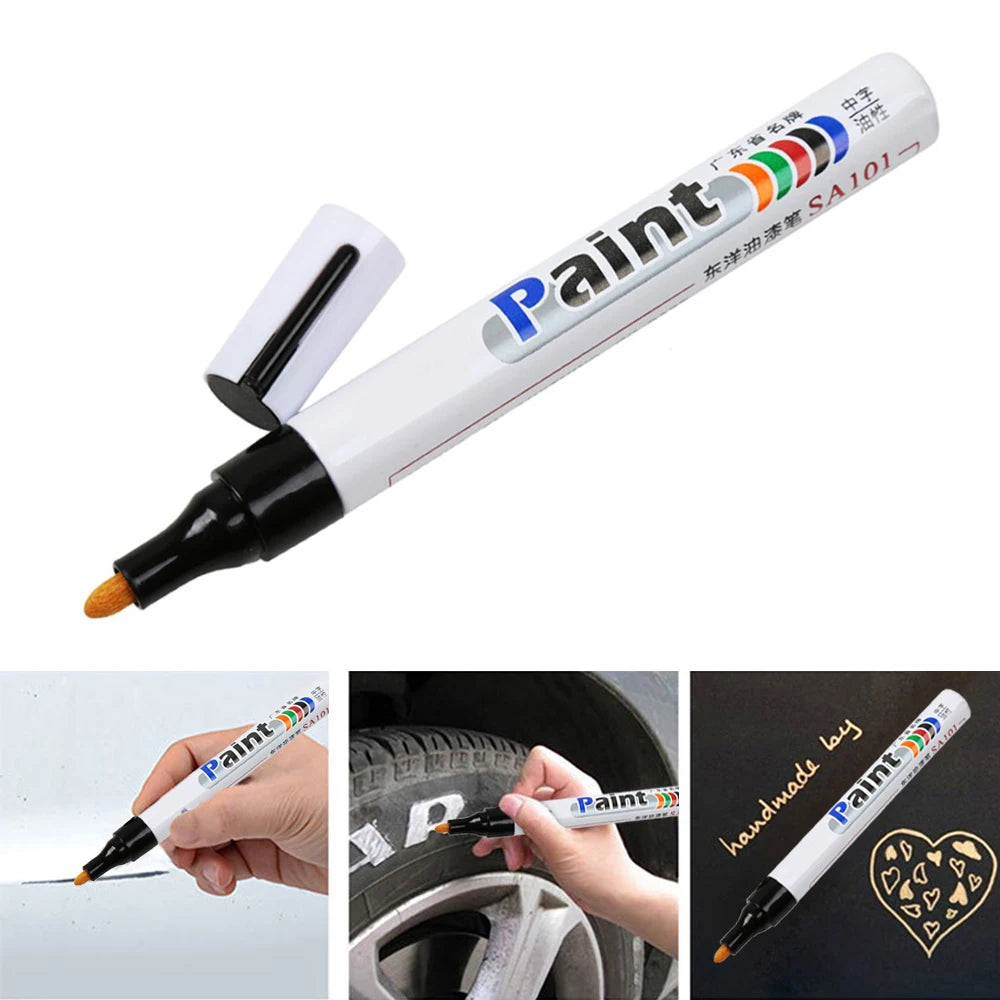 1X White Waterproof Cars Wheel Tire Oily Mark Pen Auto Rubber Tyre Paint Care Paint Cleaner Care Shampoo Polishes Painting Pens
